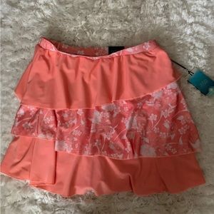NWT Ocean+Coast Girls Peach Floral Tiered Scalloped Tennis Pickleball Skort XL